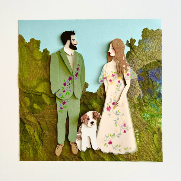Paper Cut Wedding Portrait